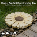 Heavy Duty Concrete Stepping Stone 10 Inch Daisy Design, Non Slip Garden Pathway Stone for Outdoor Walkway Yard Patio Lawn Fall Garden(White) - Image 6