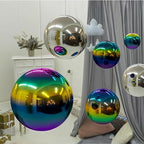 Outdoor Garden Gazing Mirror Ball: Gazing Ball, Stainless Steel Garden Mirror Globe, for Home Outdoor Pond Swimming Pool Decoration Gift, Hollow Floating Reflective Globe (Rainbow,8in) - Image 7