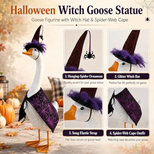 Halloween Outdoor Decorations Porch Goose Statue with 4 Holiday Outfits - Image 4