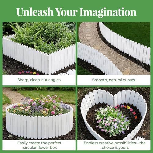 Wood Garden Edging, 9" H x 8 Ft L, 2 Pack, White Garden Fence - Image 7