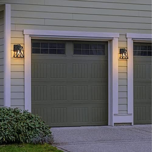 Black Outdoor Wall Sconce Lights, Farmhouse Trapezoid Anti-Rust Waterproof Outdoor Porch Lights Wall Mount Exterior Light Fixture with Clear Glass for Patio, Froot Door, Garage - Image 4