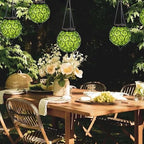 Solar Hanging Lantern Outdoor Garden Lights, Round Glass and Metal Hanging Lantern, 15 Firefly LED Lights, 7 x 20 Inch (Green) - Image 7