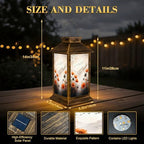 Solar Lantern Outdoor Waterproof Flowers Landscape Farmhouse Paintings Aesthetic Orange Grey Birds Garden Decor LED Solar Lights Hanging/Tabletop Lamp Gifts for Women Mom for Outside Yard Patio - Image 2