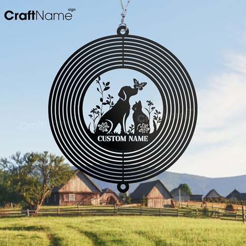 Personalized Dog and Cat Metal Wind Spinner, Garden Spinner Hanging Indoor Outdoor Decor, Perfect House Warming Gifts New Home, Custom Gift for Grandmother, Mom, Wife, Daughter - Image 2
