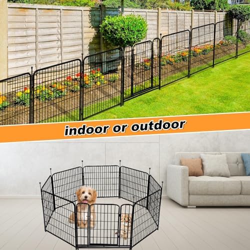 Getlay Animal Barrier Fence, 40 in(H)×27 in(L) 14 Panels Total 31 Ft(L), Garden Fence with Gate, Flower Bed Fencing, Black Metal Decorative Garden Fencing, Fence for Dogs Outside - Image 5