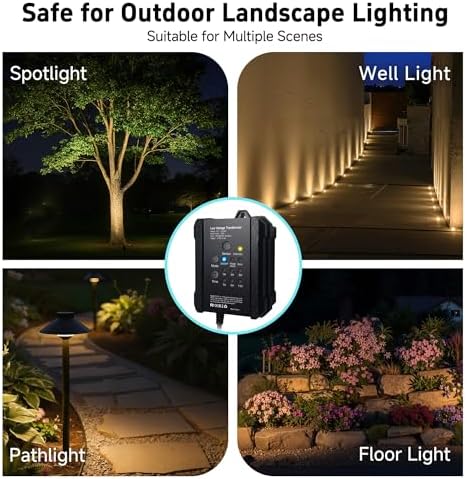 Gardenreet 65W Low Voltage Landscape Lighting Transformer with Timer and Photocell Sensor IP65 Waterproof, 12V DC for Outdoor LED Pathway, Spotlights - Image 6