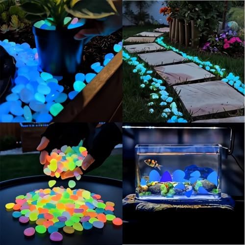 Colorful Glow-in-the-Dark Garden Stones Night Guide Pebbles Rainbow Glow in the Dark Rocks Outdoor Luminous Stones Aquarium Rocks for Garden Path Walkway Yard Fish Tank Decor (Multicolor,600) - Image 5