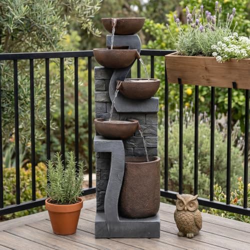 Bumilgar 42" Tall Outdoor Fountain with LED Lights - Image 2