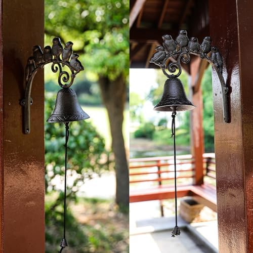 Cast Iron Doorbell, Sign with Birds, Metal Farm Hanging Bell for Outdoor Entryway Gate, Vintage Restaurant Dinner Bell - Image 6