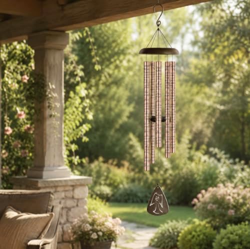 Carson “Always Near” Memorial Wind Chime, 44-Inch Rose Gold Aluminum Sympathy Chime with 5 Deep-Tone Tubes and Adjustable Striker, Remembrance Gift for Outdoor Garden, Patio or Porc - Image 2