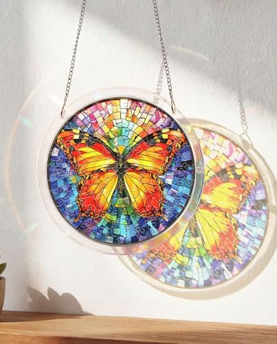 Acrylic Puzzles Suncatcher Window Hanging, 83 Pieces Butterfly Puzzle, Suncatcher for Doors Garden, Mother's Day Christmas Birthday Gifts for Women Men (L - 8.9 * 8.9 in) - Image 4