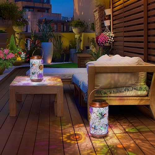 2Pack Solar Lanterns Outdoor Waterproof Hummingbird Garden Gifts for Mom, Multicolor Solar Lights Lantern for Backyard Garden, Pathway, Outside, Mothers' Day Gifts for Women Grandma - Image 6