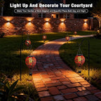 SAVENNA Mosaic Glass Hot Air Balloon Solar Lantern, Flickering Flame Effect Hanging Solar Light, Multicolor Projection for Garden Patio Yard Outdoor Decor - Image 4