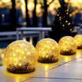 Honoson 3.9 Inch Solar Globe Lights Outdoor - Waterproof Cracked Glass Balls for Lawn Patio Yard Backyard Decorations, Warm Yellow Solar LED Lights with Easy Installation,Durable Design (4 Pcs) by Honoson