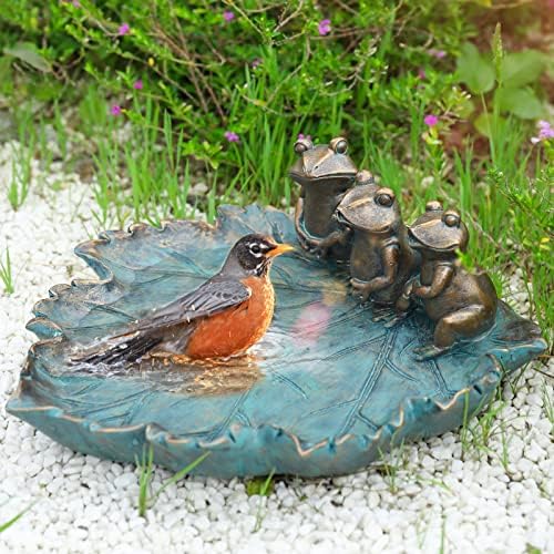 MUMTOP Bird Bath for Outdoors, Resin Garden Frogs Birdbath Bowl Yard Decor - Image 4