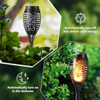 Solar Halloween Lights Outdoor, 6 Pack LED Torch Lights Flickering Flame, Waterproof Tiki Torches for Outside Landscape Decoration Lighting for Lawn, Yard, Halloween Decorations (Warm White-6 Pack) - Image 3