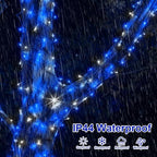 QITONG 2 Pack Blue and White Solar Christmas Lights, Each 66ft 200 LED Solar String Lights Outdoor Waterproof, 8 Modes Solar Twinkle Light for Outside - Image 5