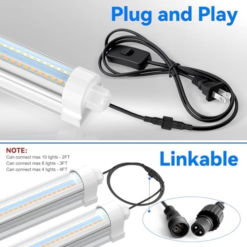 JESLED Waterproof T8 Grow Lights, 3FT Full Spectrum Pinkish White, 2Packs - Image 5