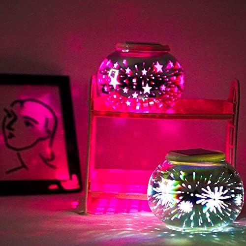 Solar Outdoor Table Lamp, Solar Powered Mosaic Glass Ball Garden Lights Waterproof Color Changing Mood Night Lights (O) - Image 6