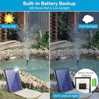 POPOSOAP Solar Fountain Pump with Pond Filter Kit Built-in 3000mAh Battery Backup, 8W Solar Water Fountain Pump, Pond Filters for Outdoor Ponds Bird Baths DIY Water Feature - Image 4