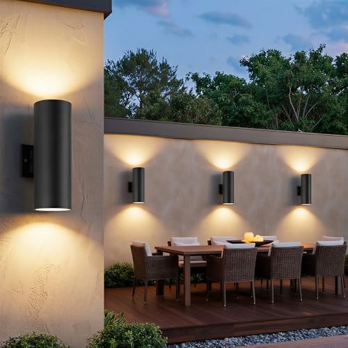 mirrea 14" Modern Outdoor Porch Light in 2 Lights, Matte Black, 4 Pack by mirrea