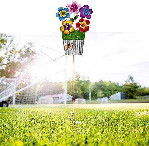 Colorful Flower Garden Stake Decorative Outdoor Yard Decor, Metal Flowers Yard Art Decoration for Patio Porch Lawn Pathway Backyard - Image 3