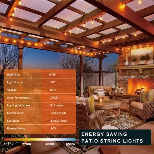 Kawaya 240FT String Lights for Outdoor Patio Waterproof LED Outside Lighting Commercial Grade 120+4 Bulbs Shatterproof Vintage String Lights for Outside Yard Balcony Bistro Porch Gazebo (120FTx2) - Image 2