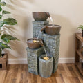 19.3'' 4-Tier Water Fountain with Lights, Brown by FLJZCZM