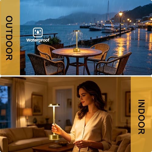 Cordless Table Lamp Rechargeable, 72h Battery Powered Table Light, 2 Gold - Image 3