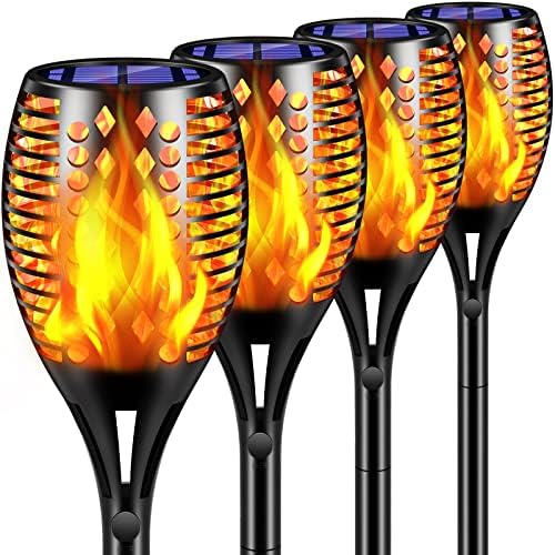 TomCare Flickering Flame Solar Torch Lights Outdoor, 43" Tall, 4 Pack by TomCare