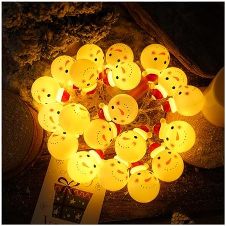 CAKERS Christmas Decor String Lights|Creative Cute Novelty Fairy Lights|Hanging Copper Wire Lights|Night Lights for Birthday Party Xmas Tree Decor,Xmas Snowman Head,3m(9.8ft)-20LED-USB by CAKERS
