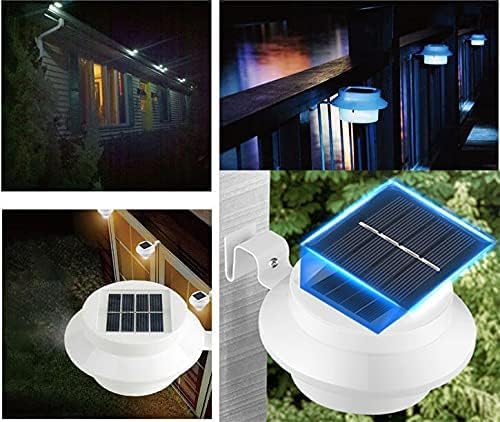 6-Pack Solar Gutter Led Lights, Outdoor Solar Fence Lights Deck Lights for Eaves Garden Landscape Yard (White) - Image 2