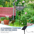 Solar Fountain for Bird Bath Outside, Garden Water Feature with Ground Stake Stand or Hanging Style for Patio, Yard & Lawn (B-Gray) - Image 2