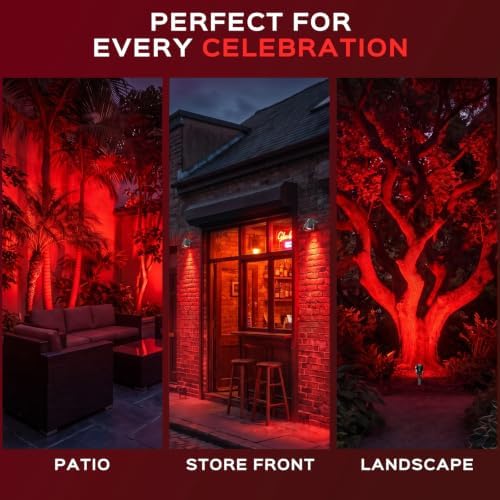 T-SUN Spot Lights Outdoor, Red Landscape Spotlights for Patio Party 2 Pack - Image 4