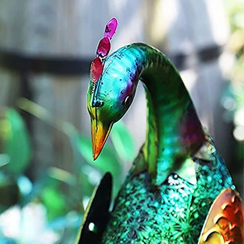 Ujicde 22.8Inch Peacock Statue Garden Ornaments Outdoor, Large Standing Metal Peacock Garden Sculpture, Garden Bird Art Decor for Yard Porch Patio (Color : A) - Image 6