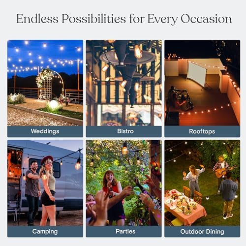 Brightech Ambience Pro Super Bright Solar - 48 Ft Remote Control Outdoor String Lights with Shatterproof Commercial Grade LED S14 Edison Bulbs, Waterproof Patio Light for Deck, 4W Soft White, 15 Bulbs - Image 6