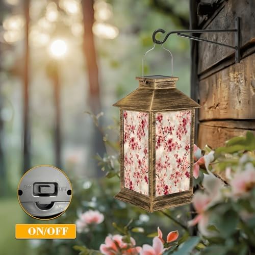 Solar Lantern Outdoor Waterproof Oriental Cherry Tree Blossom Rice Paper Garden Decor LED Hanging Solar Lights Tabletop Lamp Gifts for Women Mom Outside Yard Patio Porch - Image 5