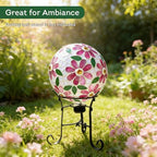 Lily's Home Colorful Mosaic Glass Gazing Ball, Durable Outdoor Reflective Globe - Enhances Yard, Patio, Home Ambiance for Garden Lovers, Vibrant Glass Flower Pattern (10" Diameter) - Image 6
