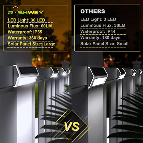 ROSHWEY Solar Deck Lights, Suitable for Fence Step Stair-Cool White-6Pack - Image 3