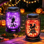 Halloween Solar Lanterns-Ghost &Cat Pumpkin Decor Hanging Mason Jar Lights by YJFWAL