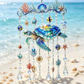 Ocean Stained Glass Window Hanging Suncatchers, Crystal Pendant Suncatcher Wind Chime Hanging Pendant Rainbow Maker for Outside Window Garden Home Indoor Outdoor Decor Gifts by Luminary+You