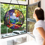 Colorful Forest Tree Stained Glass Window Hanging Suncatcher Gifts 15" - Image 2