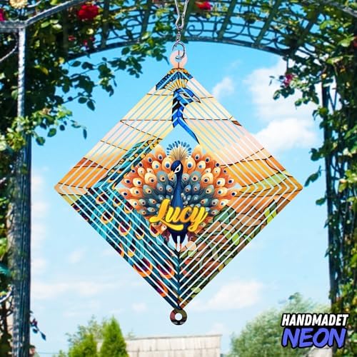 Personalized Peacock Couple Garden Wind Spinner, Custom Name 3D Kinetic Yard Ornament for Outdoor Lawn Decor Gifts - Image 5