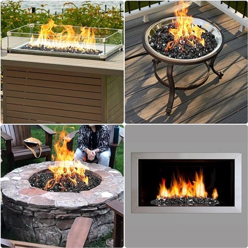 Mr. Fireglass 10 Pounds Fire Glass - 1/2 Inch High Luster Reflective Tempered Glass Rocks for Fireplace Fire Pit Table and Landscaping, Onyx Black - Image 5