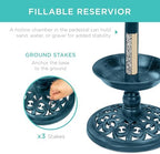 Best Choice Products Bird Bath W/Solar Light & Planter - Peacock Blue - Image 3