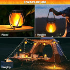 Kaliqo Solar Flame Lights Outdoor, Dancing Flame Lights, Waterproof Solar Charging Hanging Lantern, USB & Solar Powered Waterproof Garden Torch for Yard Patio, Garden Path, Camping Decor - Image 3