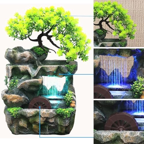 Rockery Stream Tabletop Fountain, Zen Meditation Indoor Waterfall Feature with Automatic Pump and Switch, Desktop Fountain for Home Office Bedroom Decoration (D) - Image 3