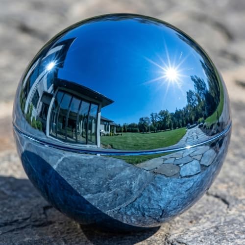 Cabilock Stainless Steel Gazing Ball 6.61 inch Mirror Polished Reflective Garden Globe Outdoor Lawn Ornament for Patio Yard Tabletop Photography Prop Decorative Display - Image 5