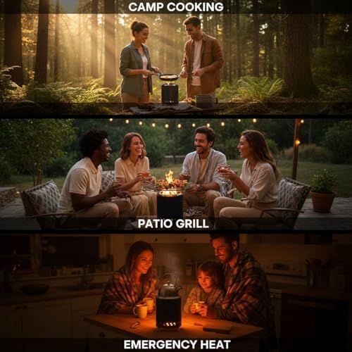 Tabletop Fire Pit for Outdoor Camping and Picnics, Black Stainless Steel Wood Burning Fireplace, 5.9 x 7.9 x 5.9 in Smokeless Firewood Stove, Portable Mini Fire Bowl for Backyard - Image 2