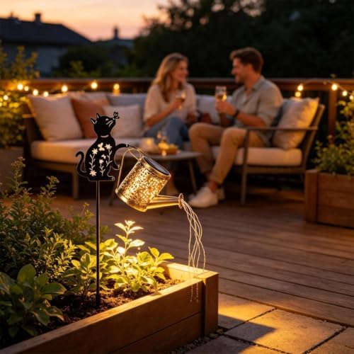 Solar Light Watering Can Cute Cat – LED Waterproof Decoration Outdoor Solar - Image 4